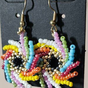 Artisan Rainbow Pinwheel Earrings